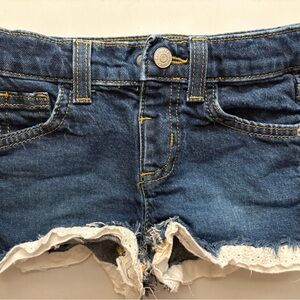 Cat & Jack Dark Blue Denim Shorts with White Lace Trim